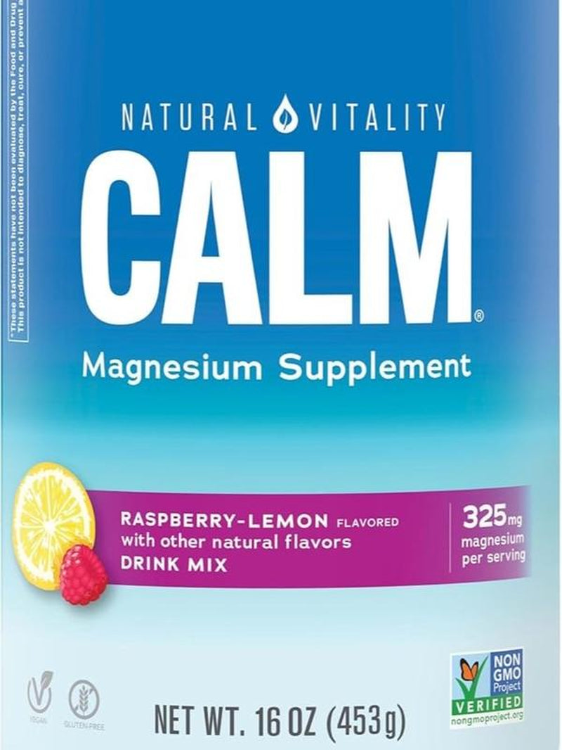 Vegan Magnesium Citrate Drink Mix - Anti-Stress Powder, Gluten-Free & Non-GMO, Raspberry Lemon Flavor, 16 Oz